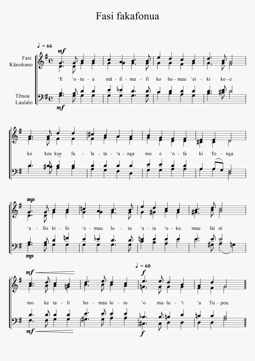 Fasi Fakafonua - Tongan National Anthem Sheet Music, HD Png Download, Free Download