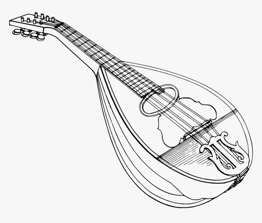 Line Art,string Instrument,musical Instrument - Mandoline Clipart, HD Png Download, Free Download