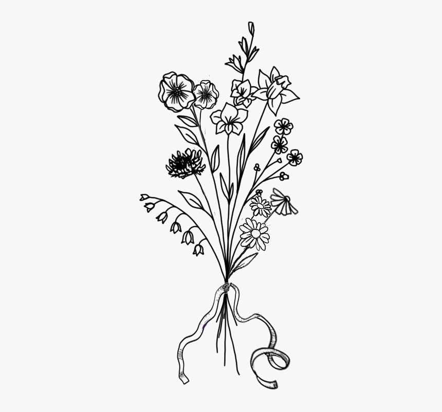 Bouqest2 - Bouquet Of Flowers Tattoo Simpel, HD Png Download, Free Download