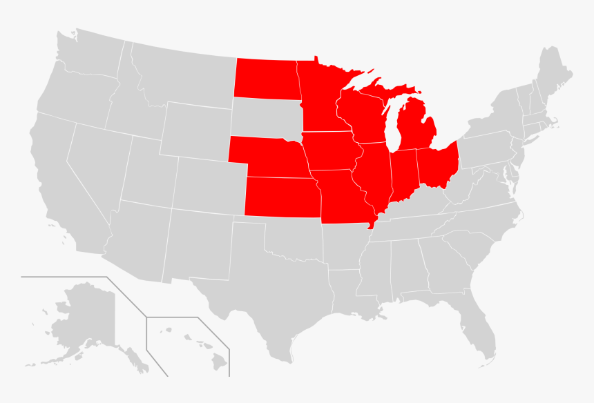 File Map Of Usa Highlighting Oca Midwest Diocese Svg - Map Of United States Midwest Highlighted, HD Png Download, Free Download