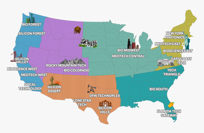 Silicon Maps Regions - Silicon Valley On Map, HD Png Download, Free Download