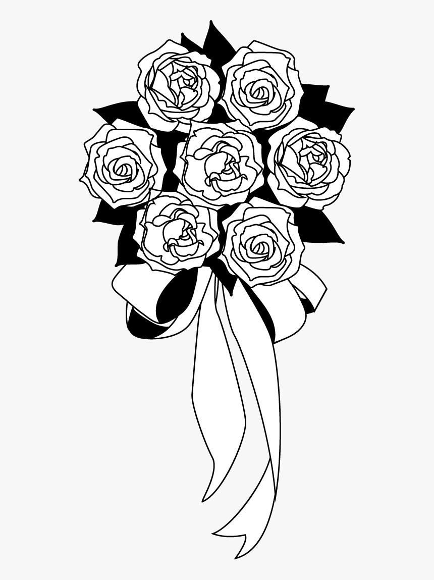 Floral Design Nosegay Black And White Clip Art - Transparent Clipart Rose Black And White, HD Png Download, Free Download