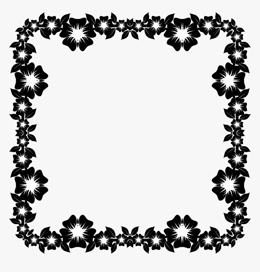 Clipart Flower Frame Extrapolated - Flower Frame Hd Black White, HD Png Download, Free Download