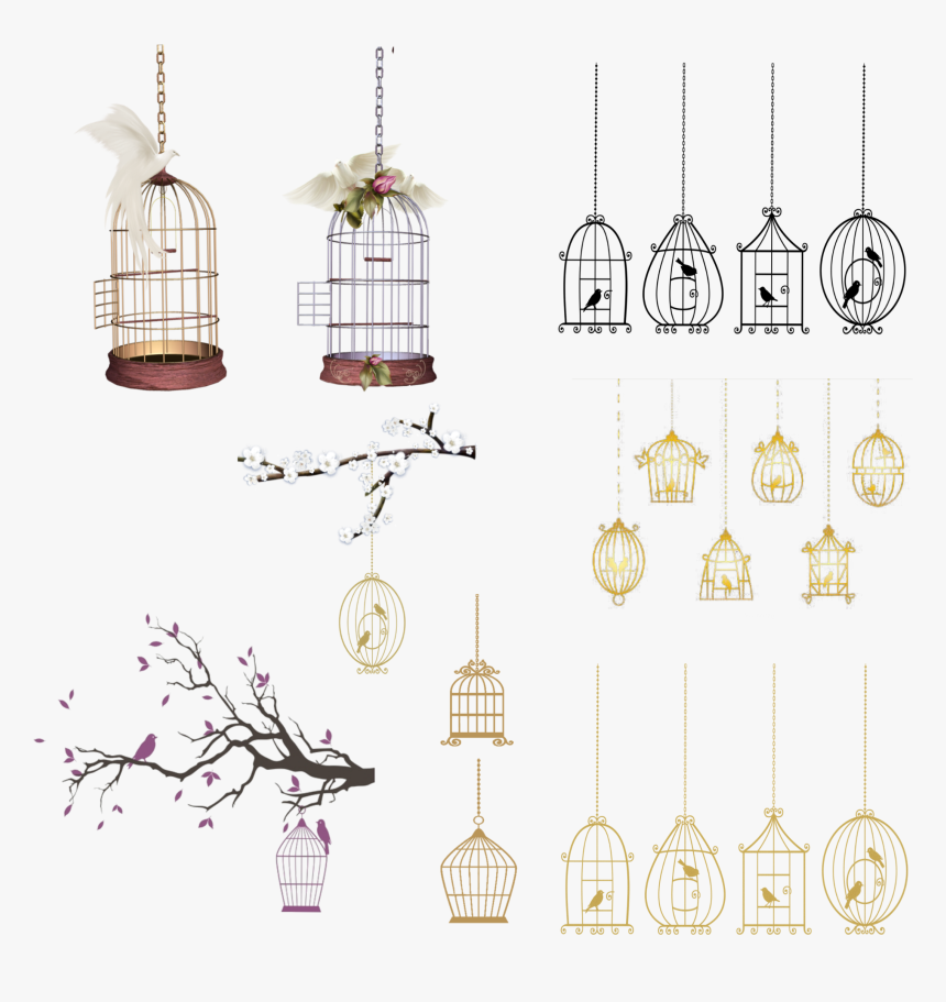 #cage #bird #lovebirds #wedding Card Design - Illustration, HD Png Download, Free Download