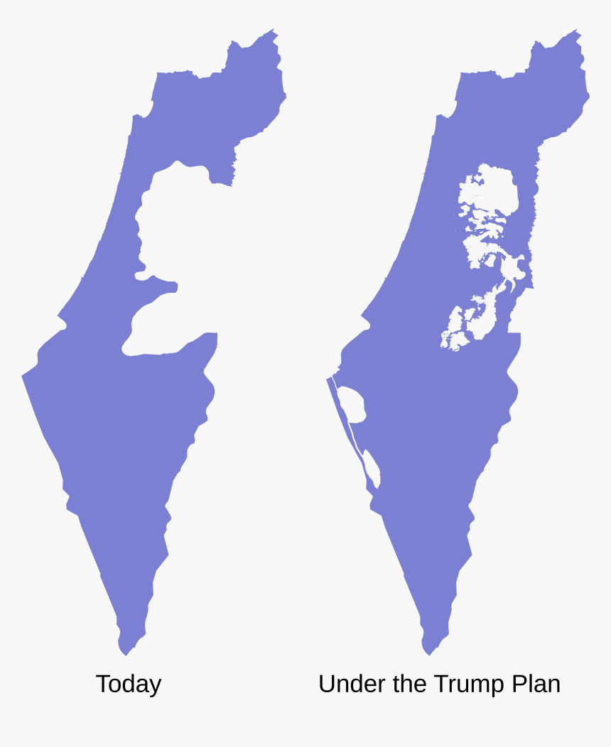 Israel"s Current Borders, Compared To How They Would - Trump Israel Peace Plan, HD Png Download, Free Download