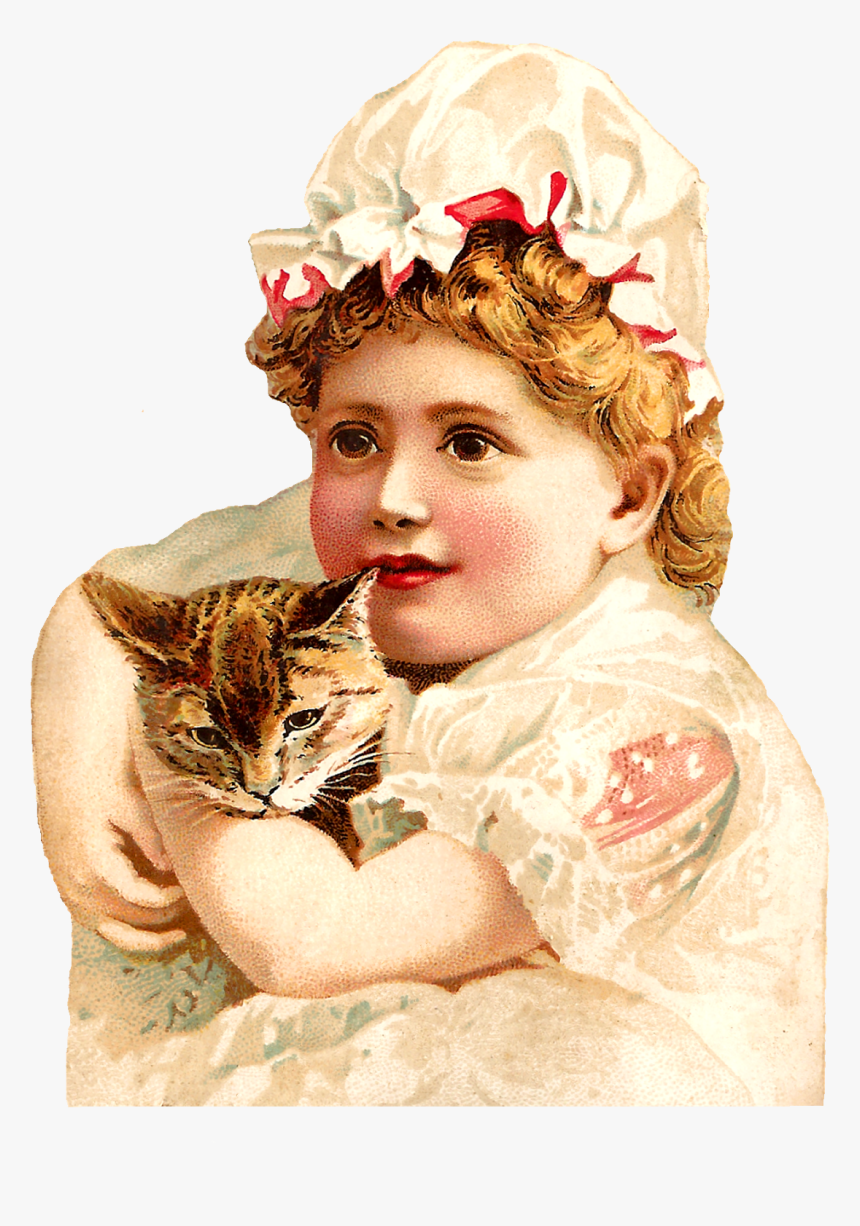 Free Printable Victorian Girls Cats Old - Cat, HD Png Download, Free Download