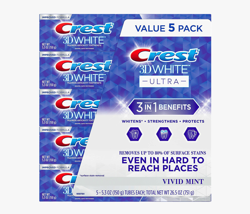 Crest 3d White Toothpaste Vivid Mint, HD Png Download, Free Download