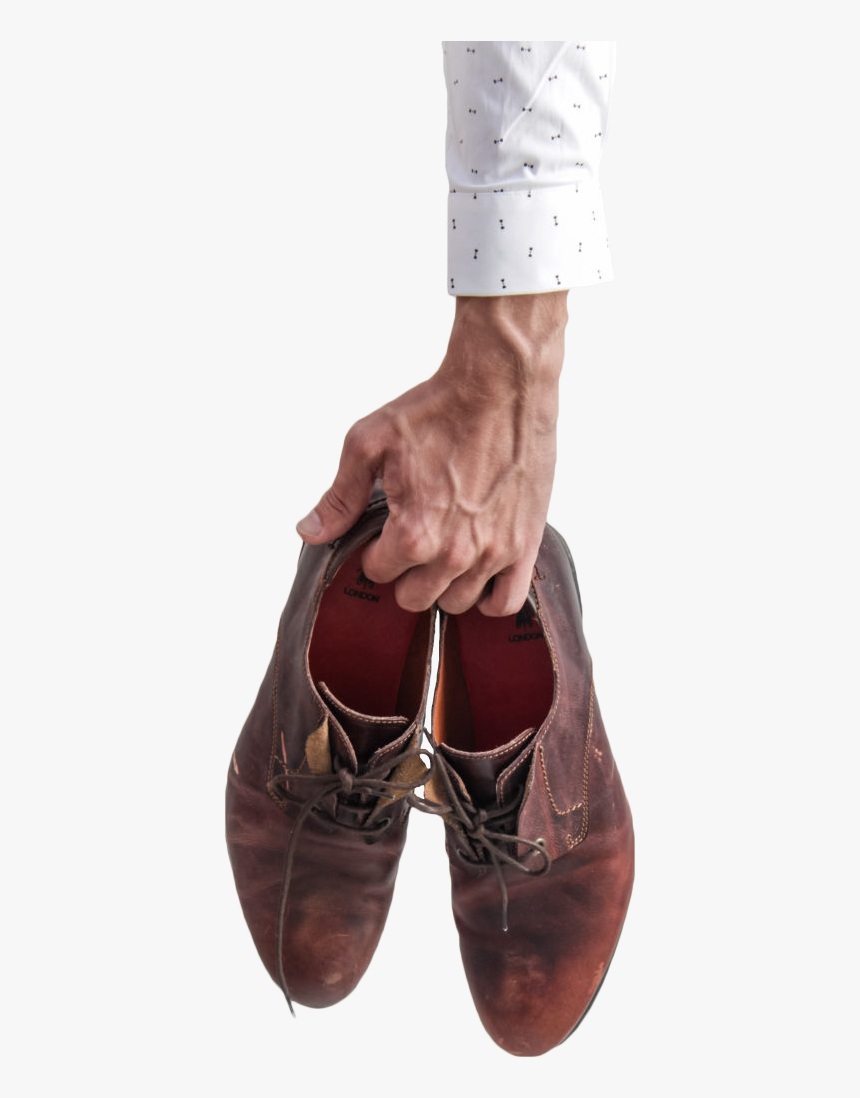 Man Holding Classy Shoes - Holding A Leather Shoe, HD Png Download, Free Download