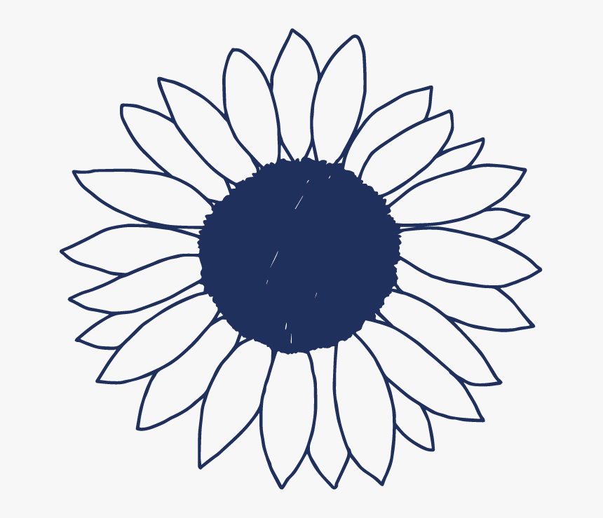 Sunflower - Black And White Simple Sunflower Clipart, HD Png Download - k.....