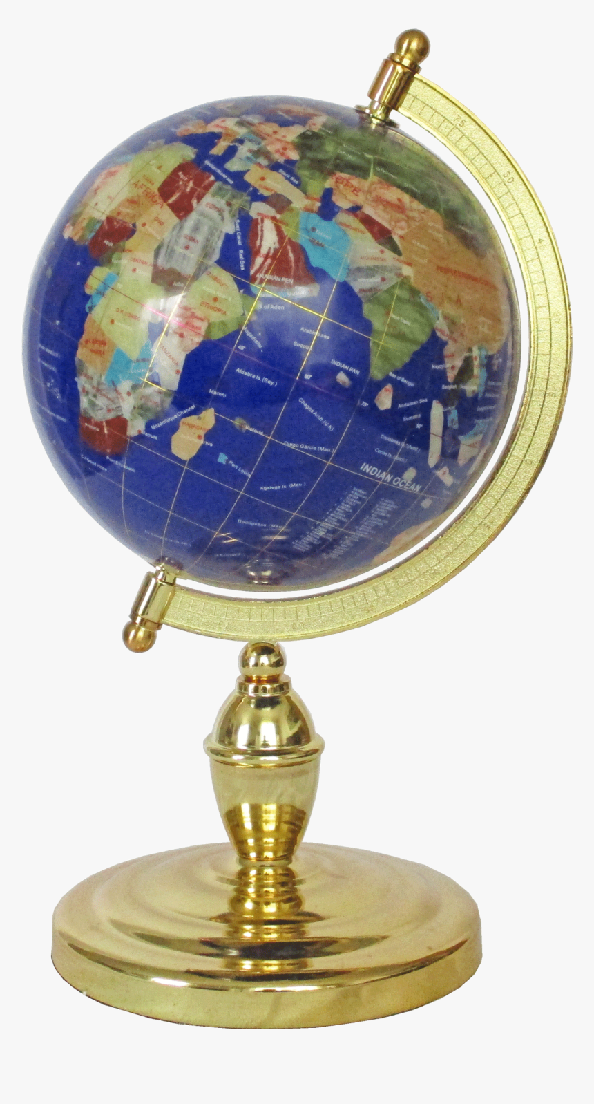 Gemstone Globe Tabletop 22 Cm Blue Single Leg Gold - Globe, HD Png Download, Free Download