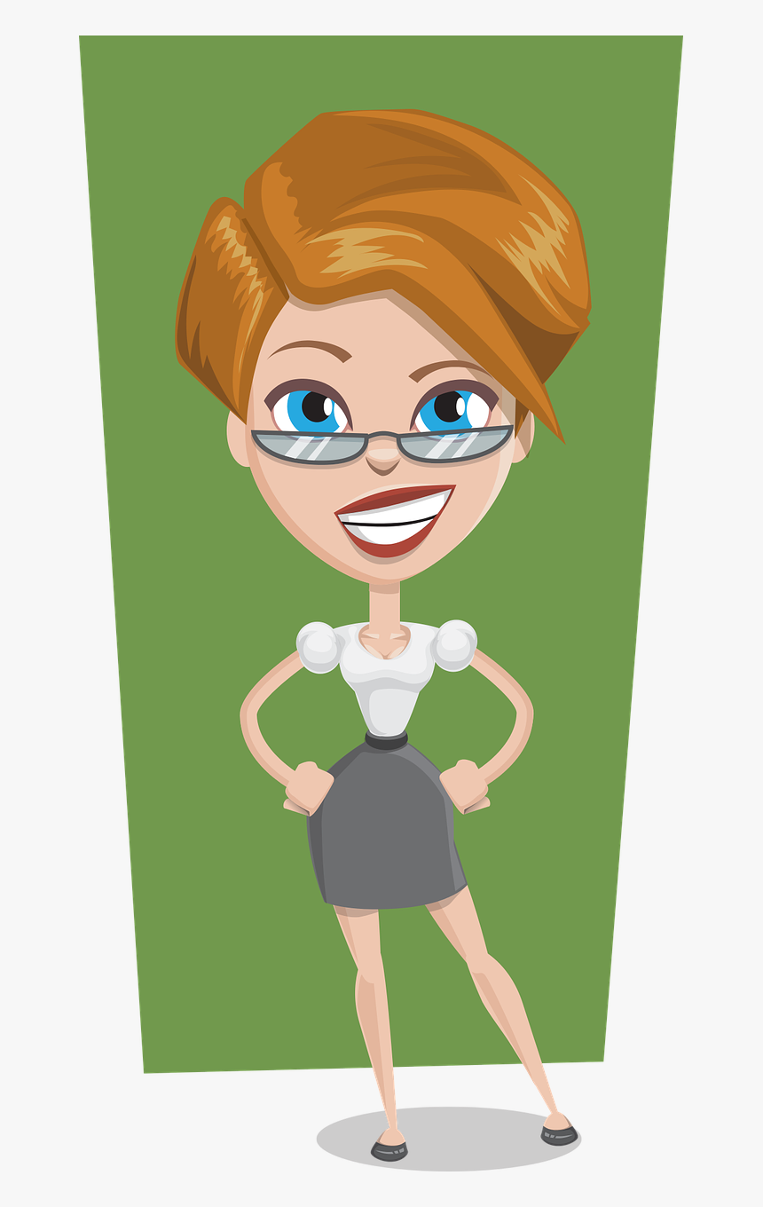 Business,office,business Professional,business Woman,working - Animated Lady With Glasses, HD Png Download, Free Download