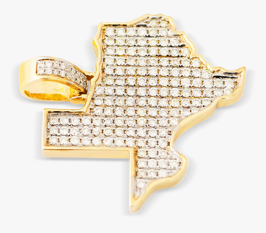 10k Yellow Gold Texas Diamond Map Pendant - Gingerbread, HD Png Download, Free Download