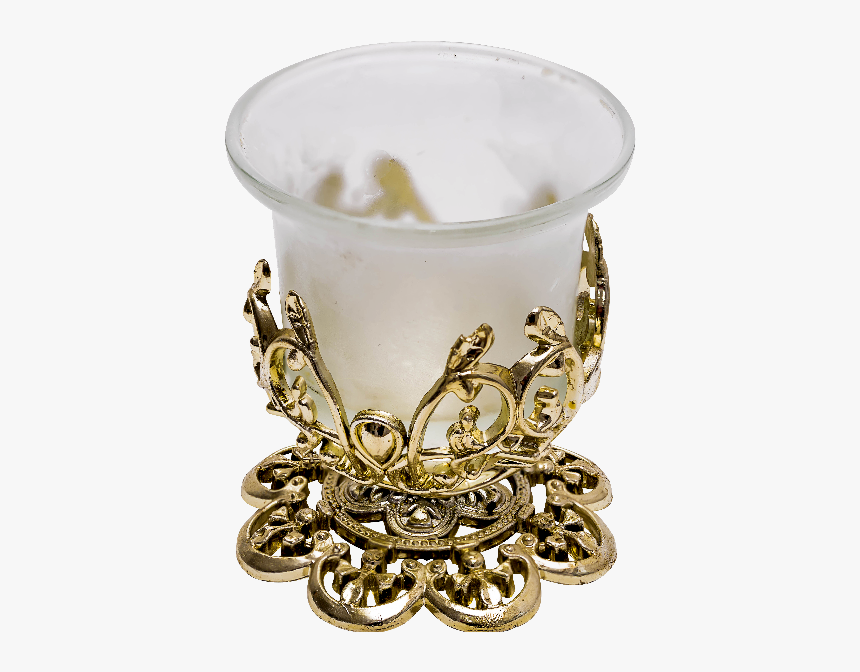 Glass Candle Holder With Gold Ornaments Png - Candle Holders Glass Png, Transparent Png, Free Download