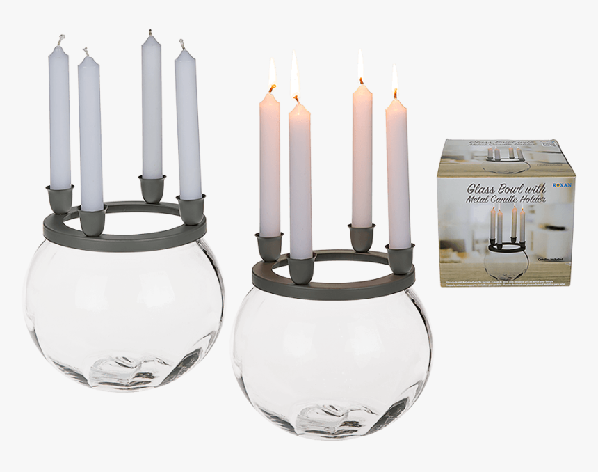 Glas Bowl With Grey Coloured Metal Candle Holder With - Unity Candle, HD Png Download, Free Download