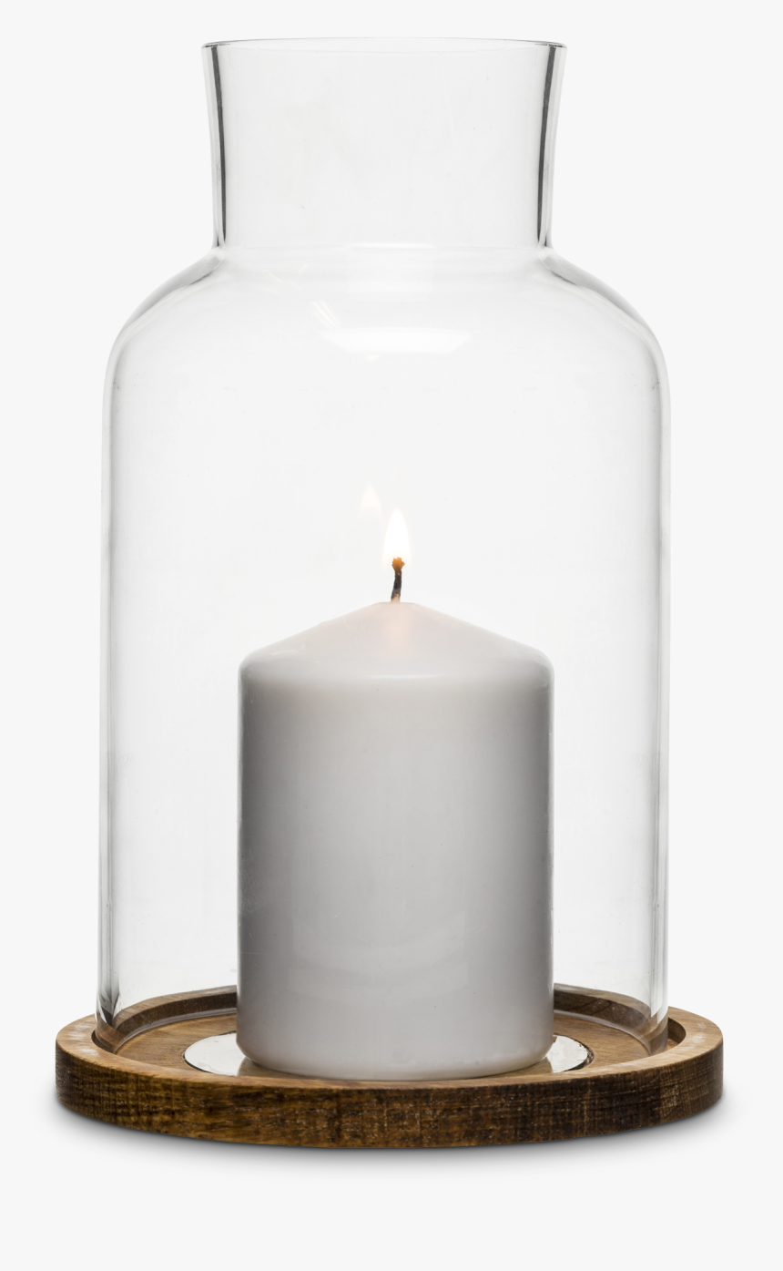 Candle Holder With Hurricane Glass - Glass Candle Holder Png, Transparent Png, Free Download