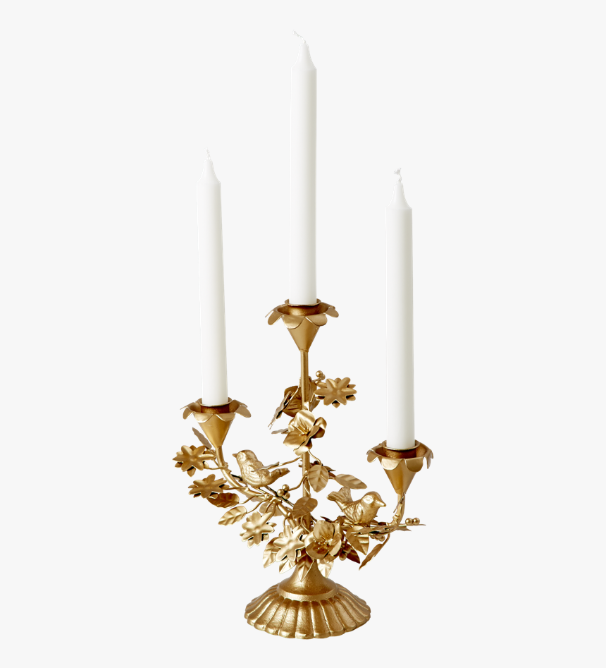 Rice Dk 3 Arm Metal Candle Holder In Gold - Lysestake Fugl, HD Png Download, Free Download