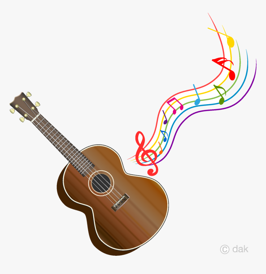 Guitar Ukulele And Colorful Music Note Clipart Free - Cute Ukulele Clip Art, HD Png Download, Free Download