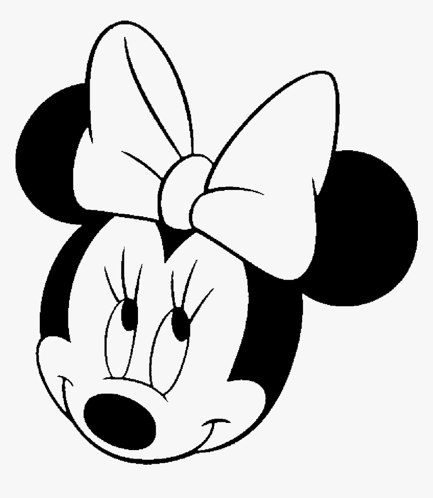 Free Minnie Mouse Coloring Pages Ribbon - Minnie Mouse Face Coloring Pages, HD Png Download, Free Download