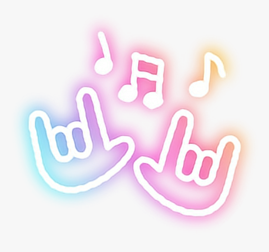 Neon Rock Note Hand Colorful Music Starlight Luminous - Neon Music Notes Png, Transparent Png, Free Download