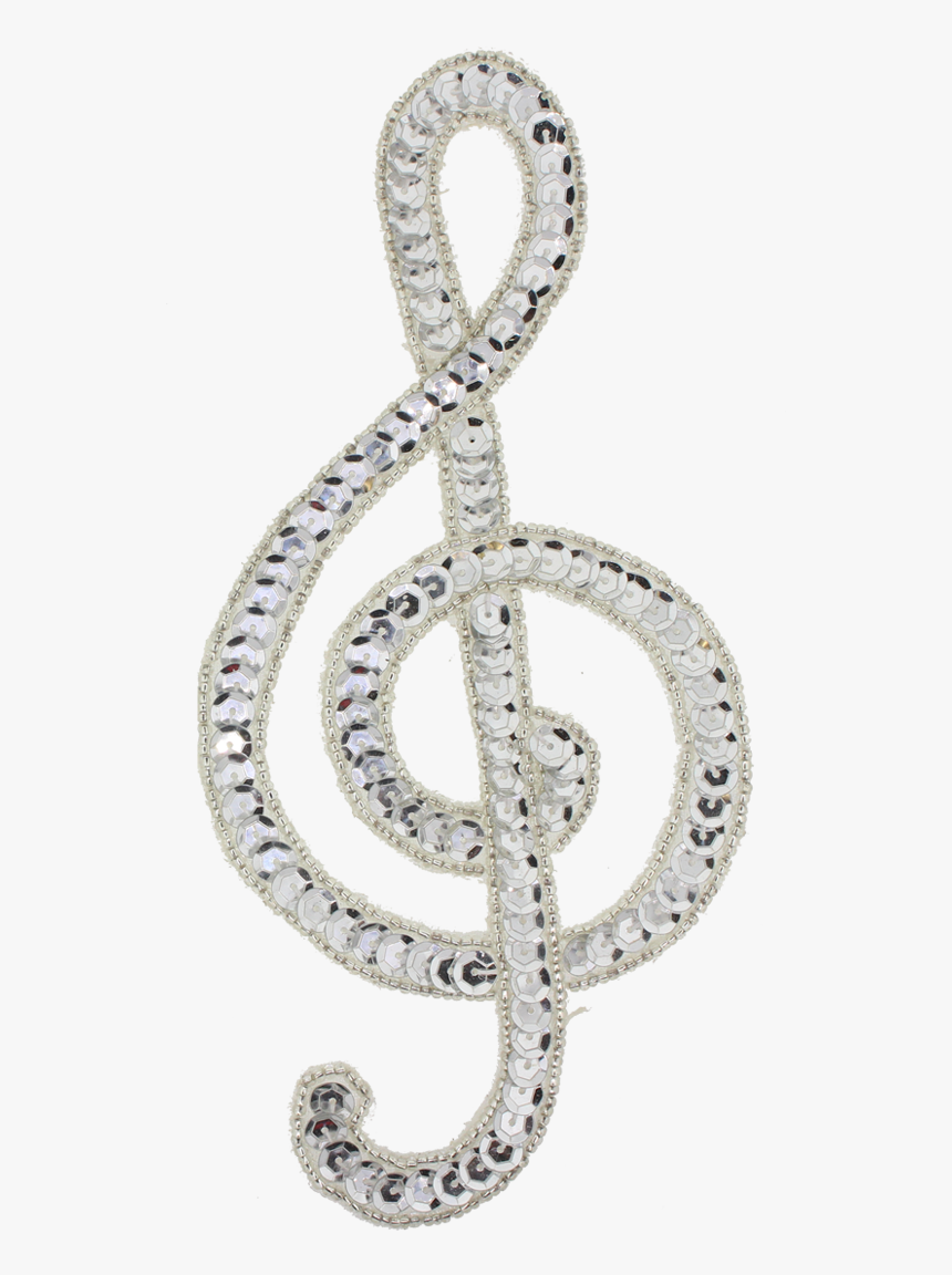 Music Note Clef Beaded & Sequin Applique - Notenschlüssel Rot, HD Png Download, Free Download