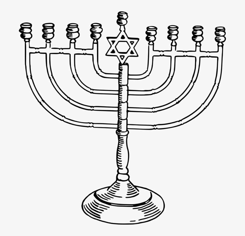 Line Art,recreation,candle Holder - Hanukkah Black And White Clipart, HD Png Download, Free Download