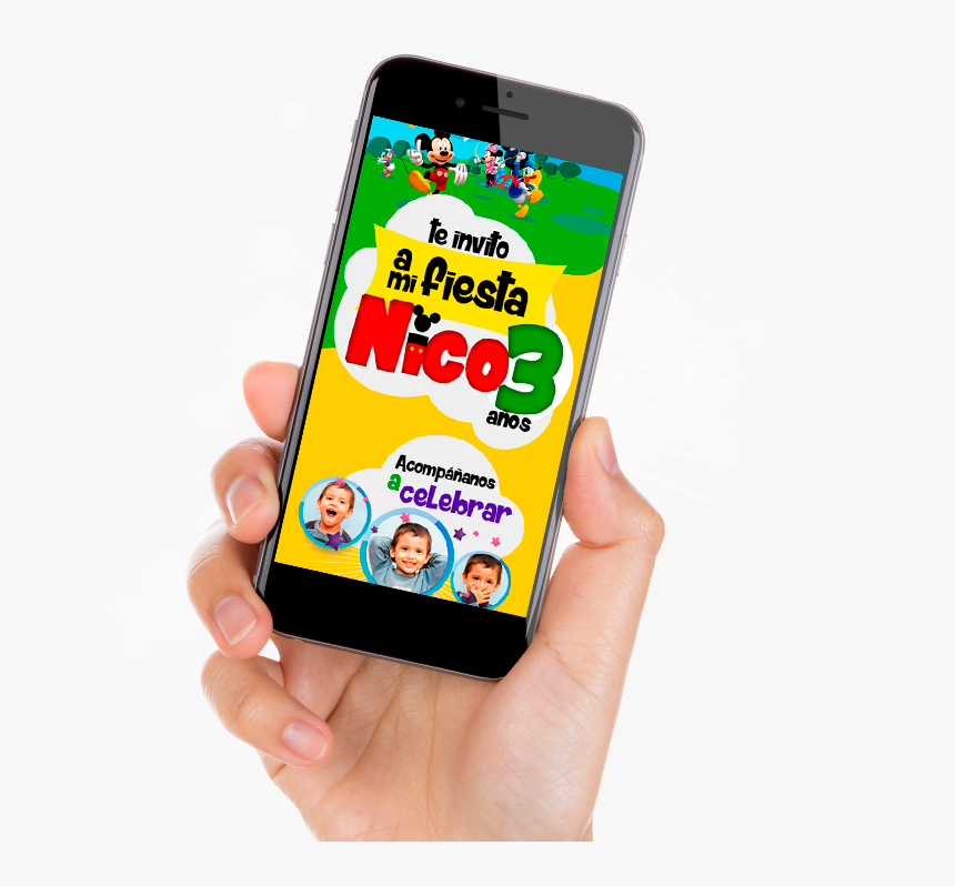 Invitacion Animada De Mickey Mouse En Version Celular - Celular Con Invitacion Png, Transparent Png, Free Download