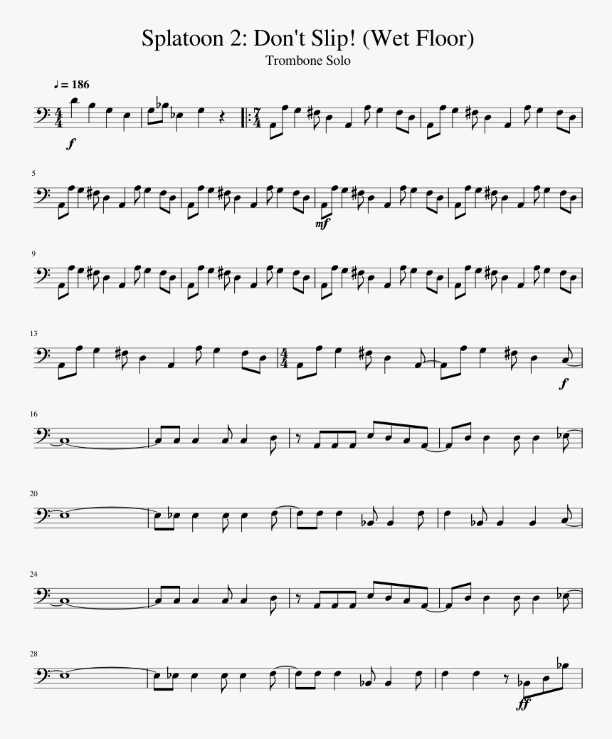 Splatoon 2 Don T Slip Sheet Music, HD Png Download, Free Download