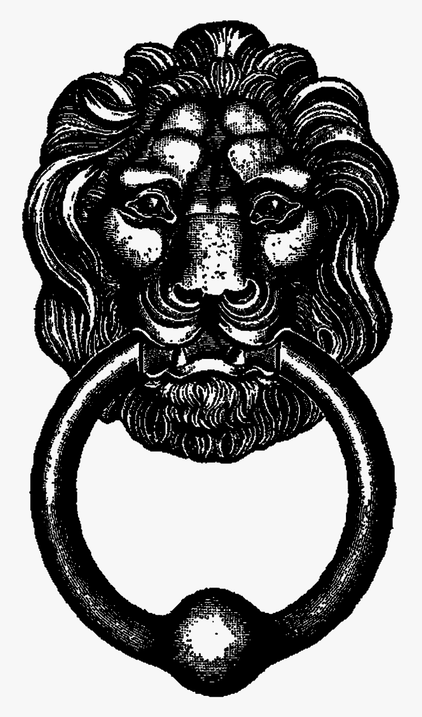 Household Illustration Vintage Lion Door Knocker Clipart - Door Knocker Clip Art, HD Png Download, Free Download