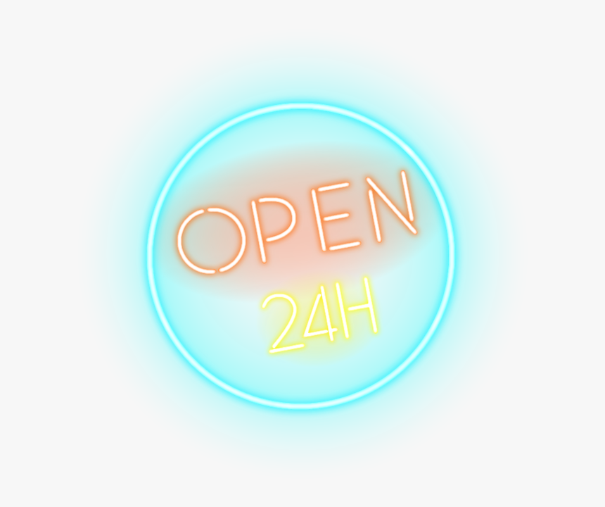 24 Photography Neon Sign Hours Stock - 24 Hours Neon Png, Transparent Png, Free Download