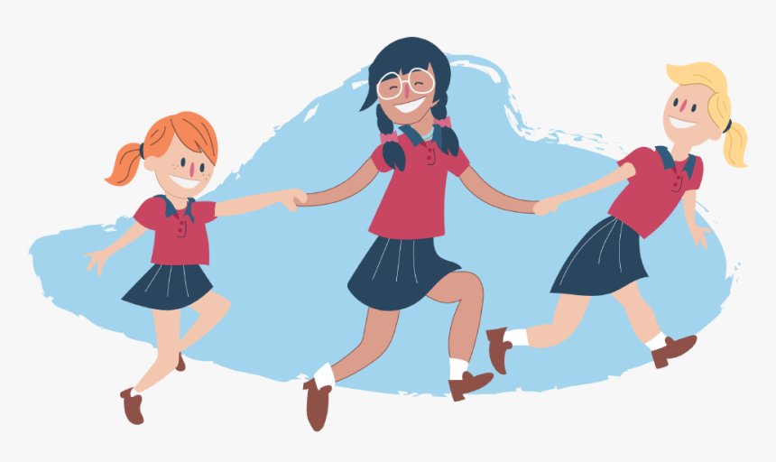 Girls Skipping And Holding Hands - Skipping Children Holding Hands, HD Png Download, Free Download