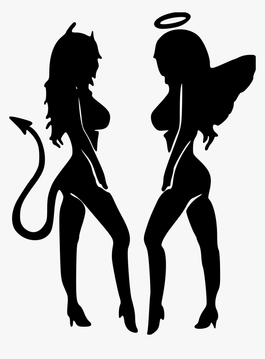 Angel And Devil Girl Silhouette, HD Png Download, Free Download