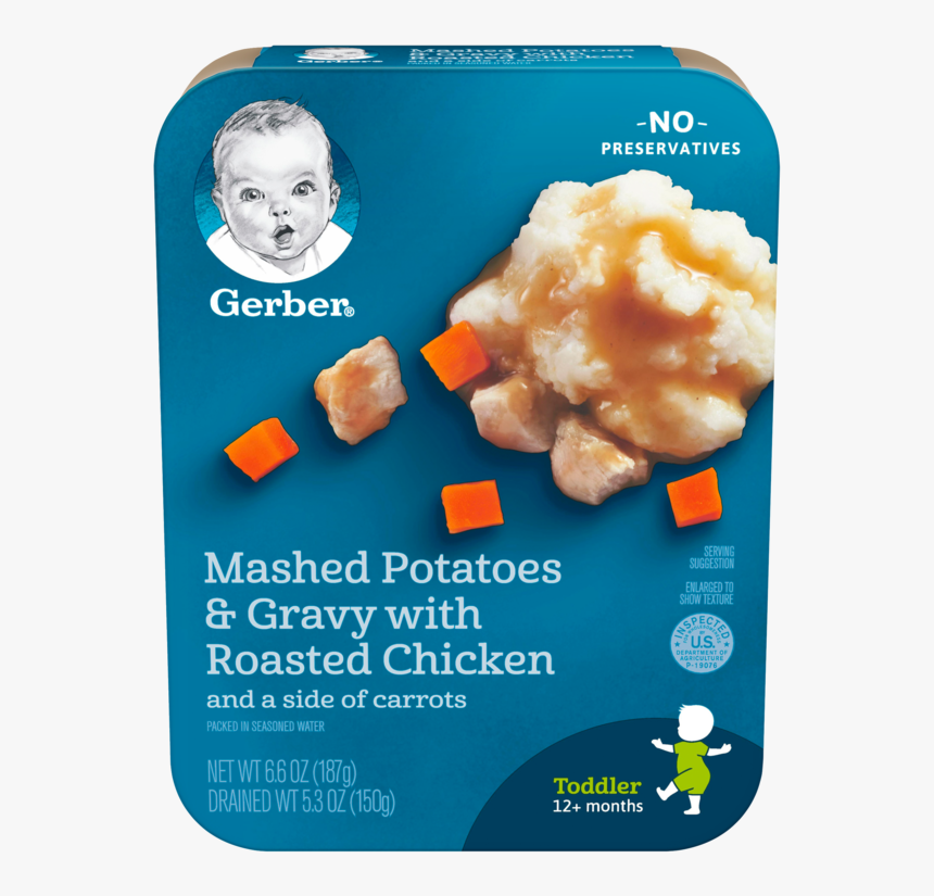 Mashed Potatoes & Gravy With Roasted Chicken - Gerber Mashed Potatoes And Meatloaf, HD Png Download, Free Download