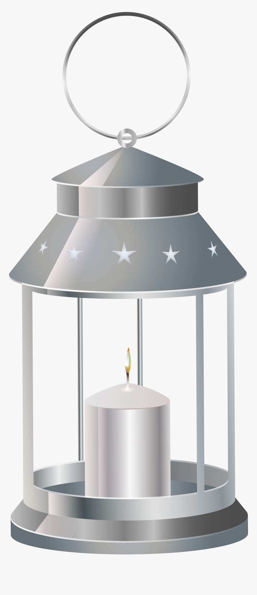 Silver Lantern With Candle Png Transparent Clip Art - Lantern Clipart Transparent Background, Png Download, Free Download