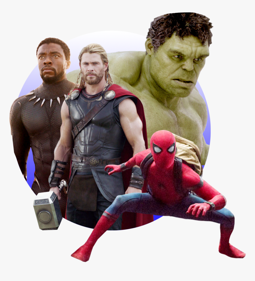 Photo Illustration Of Black Panther Thor The Hulk And - Film Characters Transparent, HD Png Download, Free Download