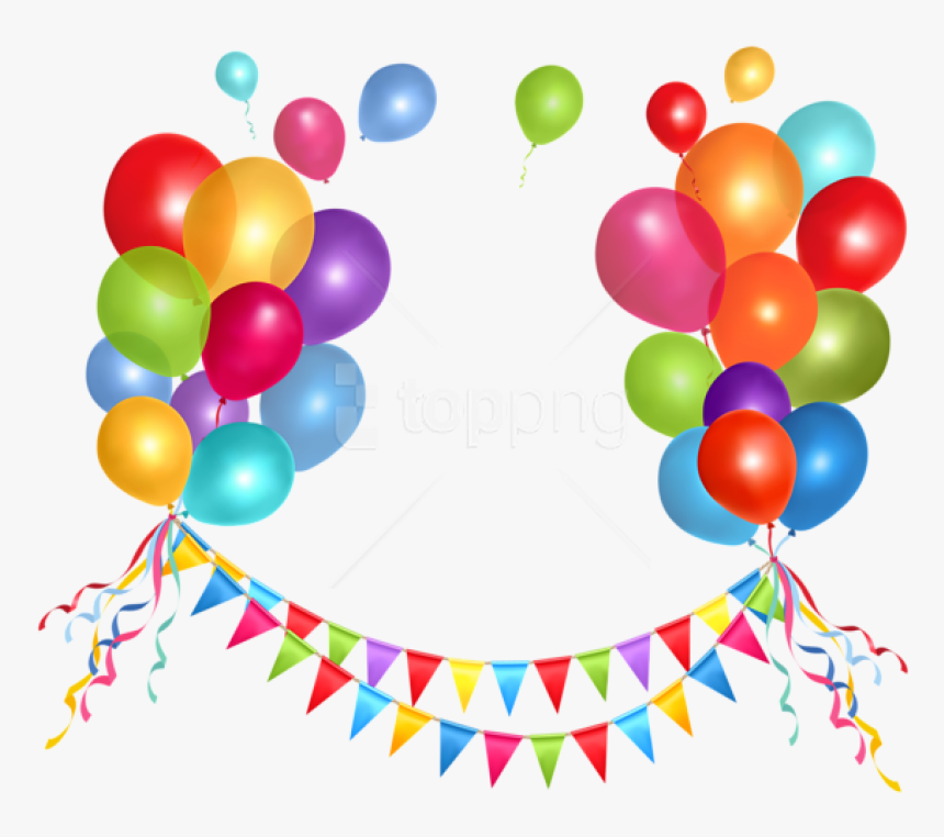 Transparent Party Background Png - Party Streamers And Balloons, Png Download, Free Download
