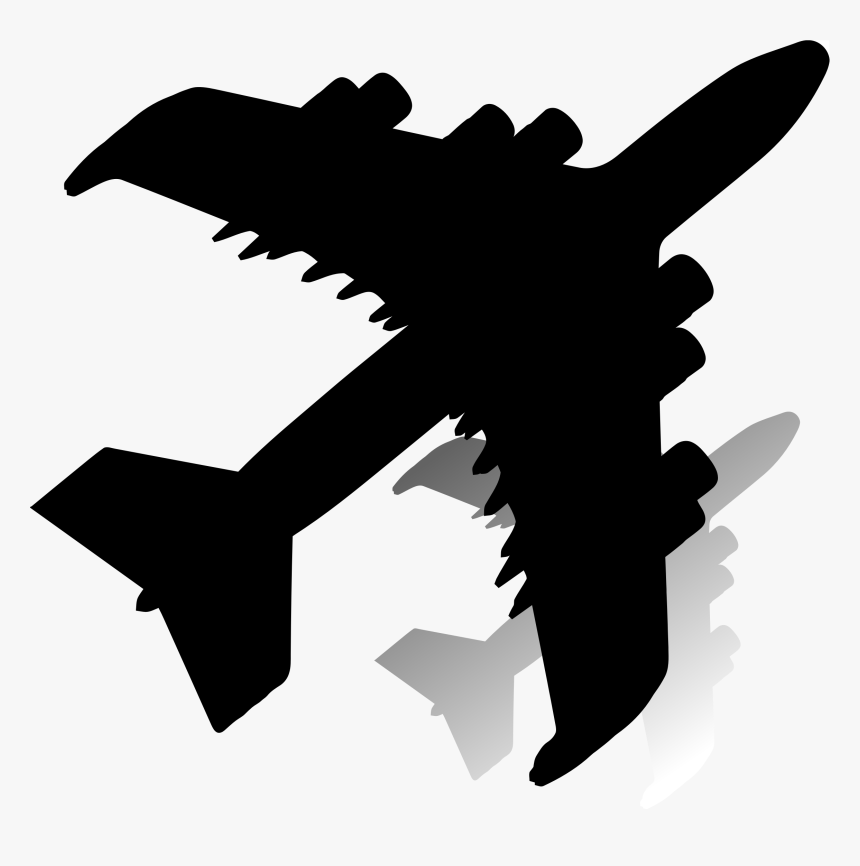 Airplane With Shadow Silhouette Clip Arts - Shadow Airplane Png, Transparent Png, Free Download