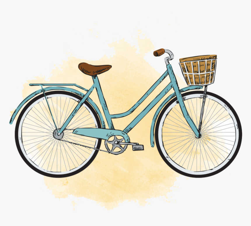 City Bicycle Painting Watercolor Vintage Clothing Cartoon - Bike Watercolor Clipart Png, Transparent Png, Free Download