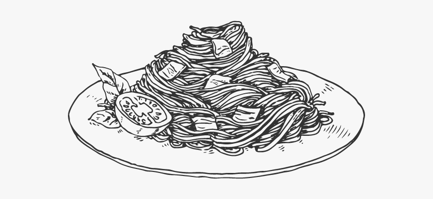 Noodles Clipart Plate Noodle - Pasta Black And White, HD Png Download, Free Download
