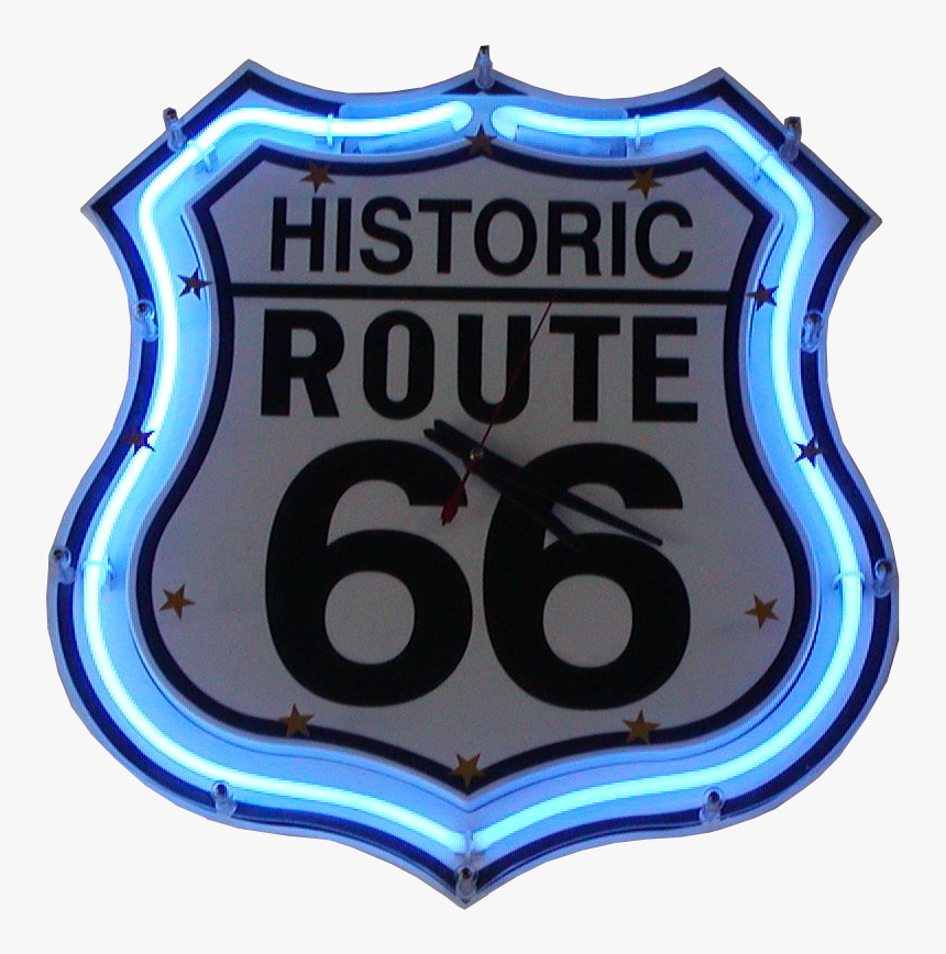 Transparent Route 66 Sign Png - Historic Route 66 Neon Clock, Png Download, Free Download