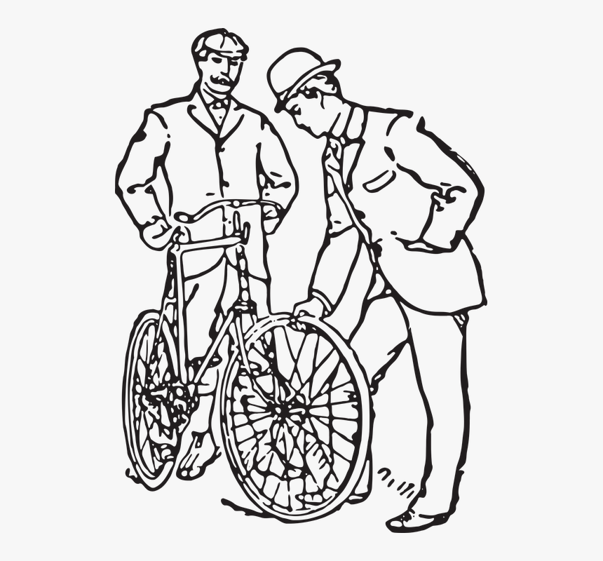 Antique, Bicycle, Men, Old-fashioned, Victorian - Vintge Man Bicycle Vector, HD Png Download, Free Download