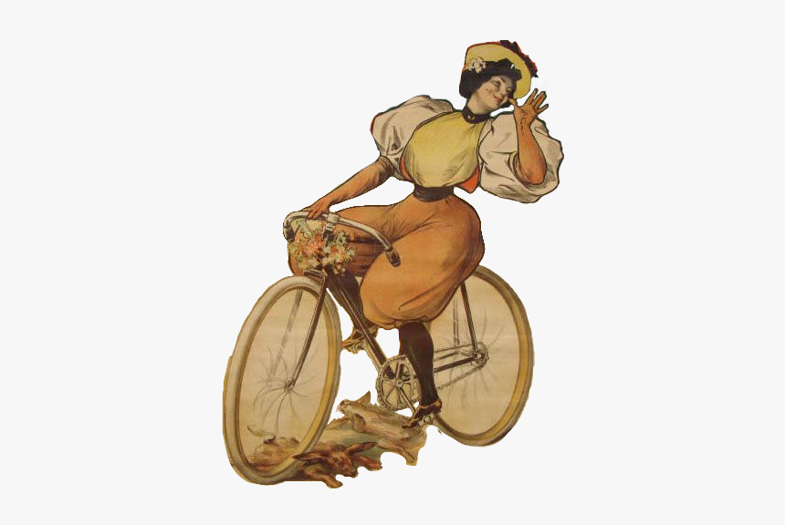 #cyclist #cycling #woman #lady #retro #vintage #bicycle - Illustration, HD Png Download, Free Download