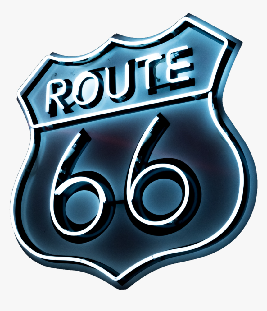 #neon #sign #route66 #66 #light #dark - Route 66 Neon Sign, HD Png Download, Free Download