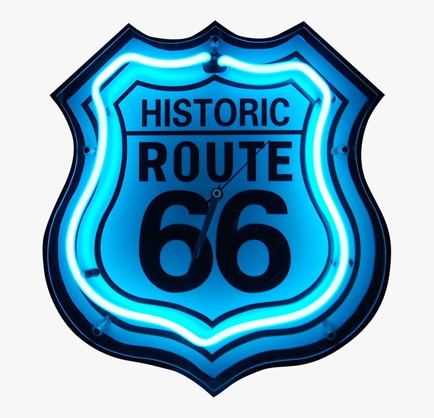 Historic Route 66 Neon Clock, HD Png Download, Free Download
