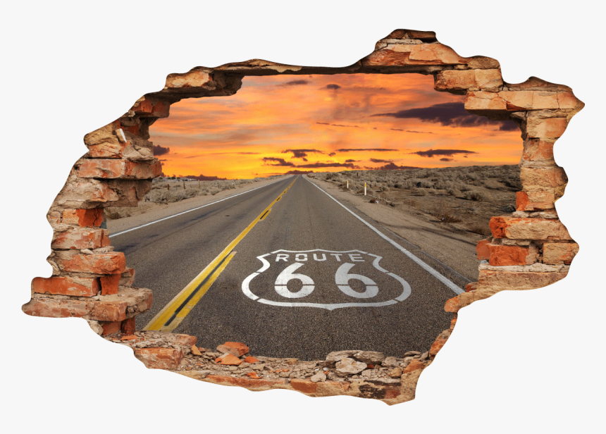 Sticker Trompe L Oeil Route 66 Ambiance Sticker Col - California Route 66, HD Png Download, Free Download