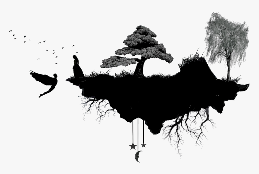 Floating Island Silhouette Clip Art - Floating Island Silhouette, HD Png Download, Free Download