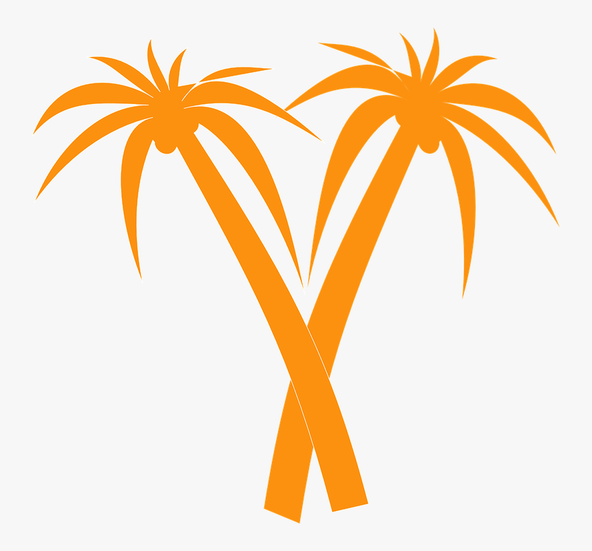 Palm Trees, Orange, Tropical, Palm, Silhouette, Crossed - Palm Tree Outline Png, Transparent Png, Free Download