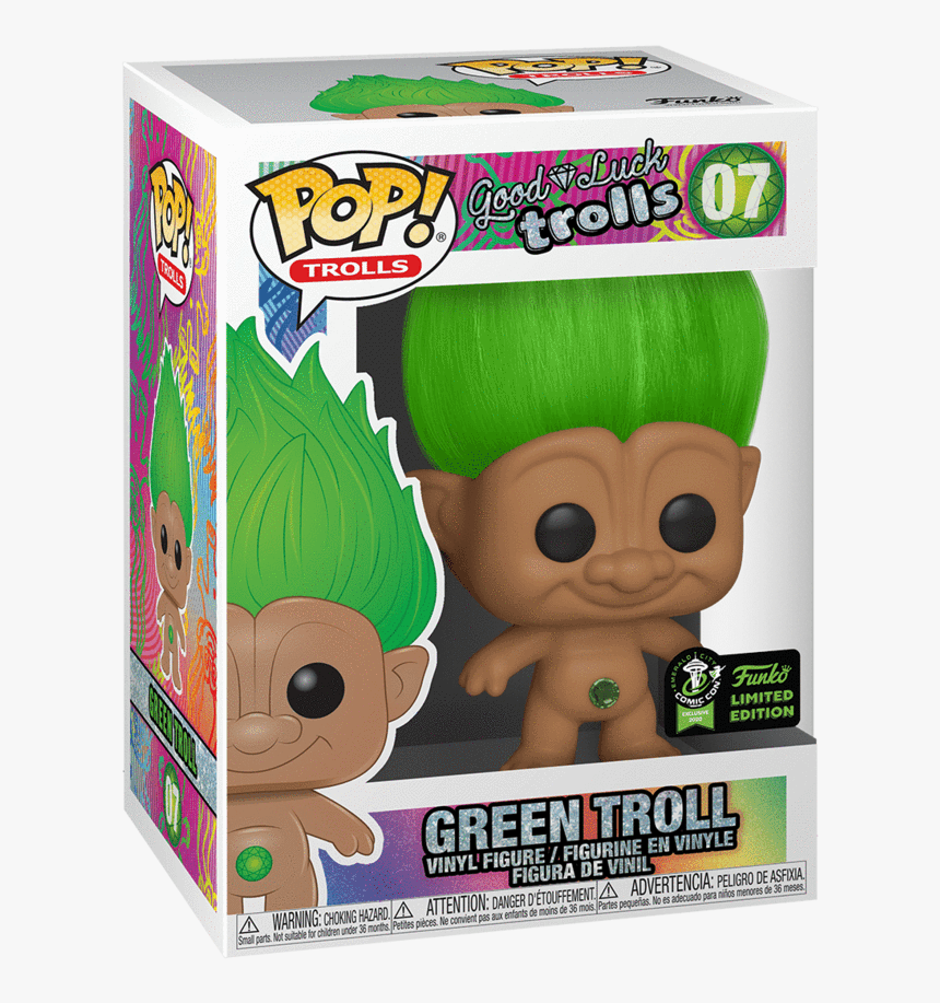 Green Troll Eccc Exclusive Pop Vinyl - Funko Pop Good Luck Trolls, HD Png Download, Free Download