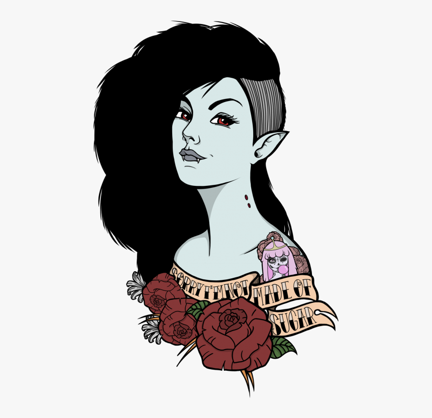 Marceline Portrait By Guiganoide Features A Tattooed - Adventure Time Marceline Tattoo, HD Png Download, Free Download