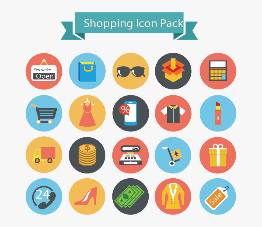 Flat Icons Shopping Icon Png Image High Quality - Shopping Icon Vector Png, Transparent Png, Free Download