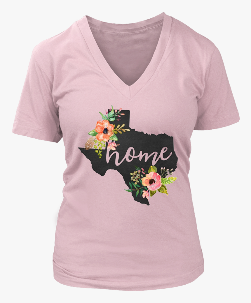 Texas Home Chalkboard Watercolor Flowers State T-shirt - Ladies T Shirt Design, HD Png Download, Free Download